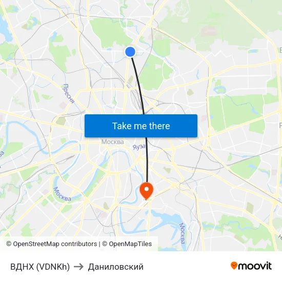 ВДНХ (VDNKh) to Даниловский map