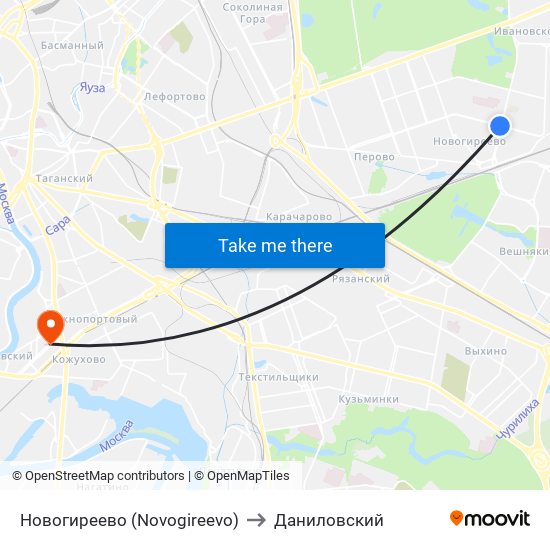 Новогиреево (Novogireevo) to Даниловский map