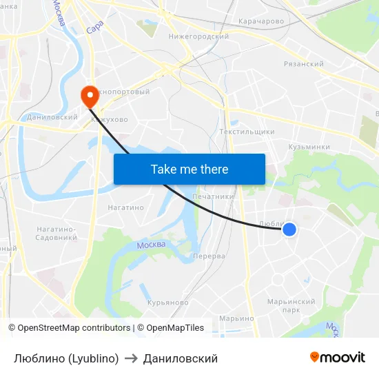 Люблино (Lyublino) to Даниловский map