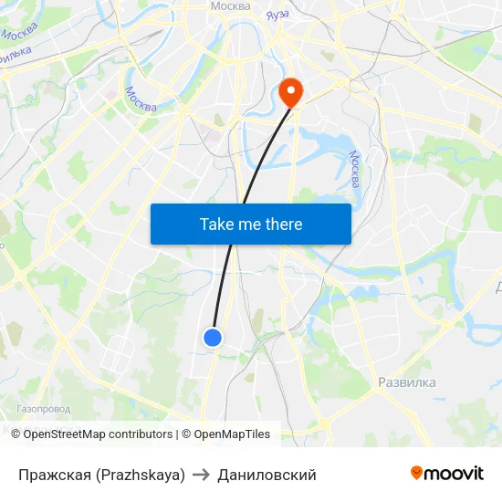 Пражская (Prazhskaya) to Даниловский map