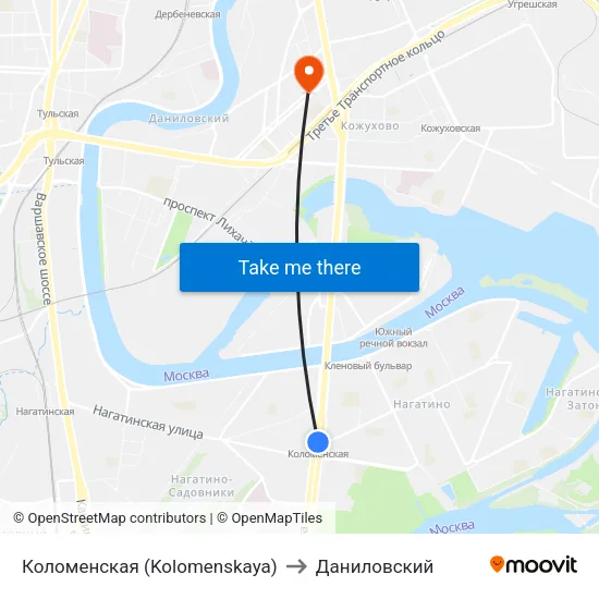 Коломенская (Kolomenskaya) to Даниловский map