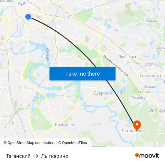 Таганский to Лыткарино map