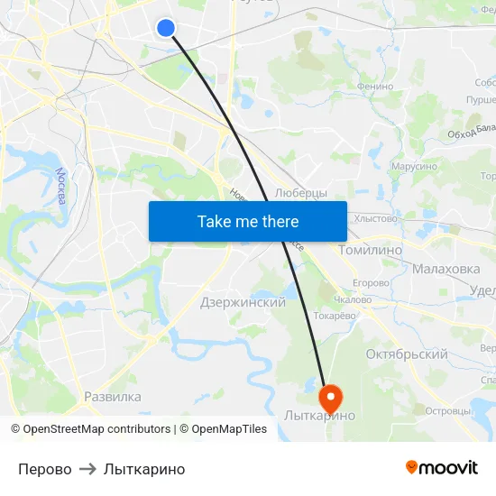 Перово to Лыткарино map