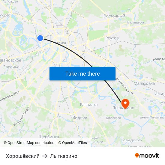 Хорошёвский to Лыткарино map