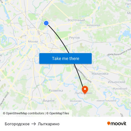 Богородское to Лыткарино map