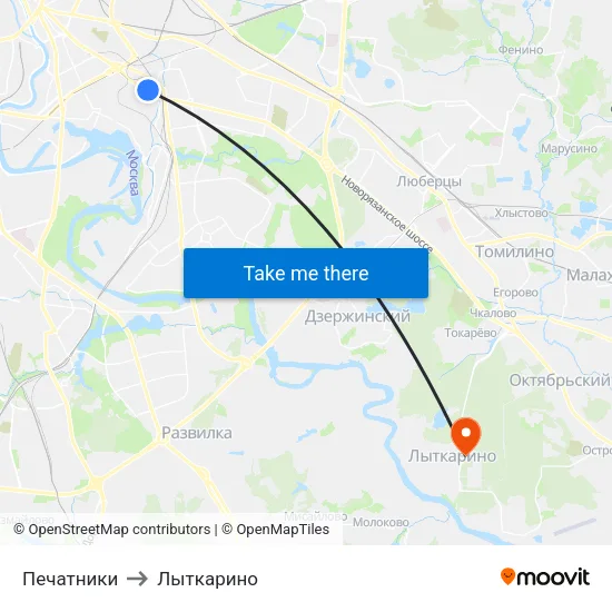 Печатники to Лыткарино map
