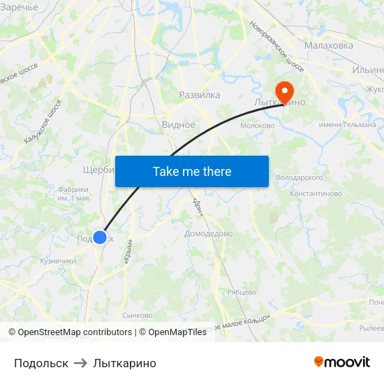 Подольск to Лыткарино map