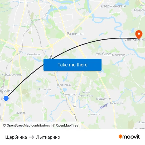 Щербинка to Лыткарино map