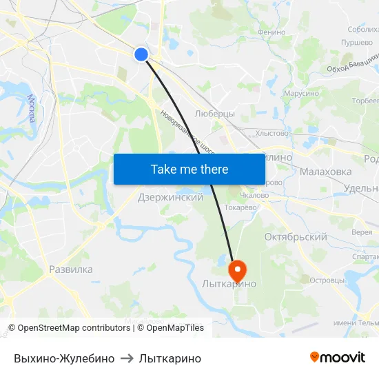 Выхино-Жулебино to Лыткарино map