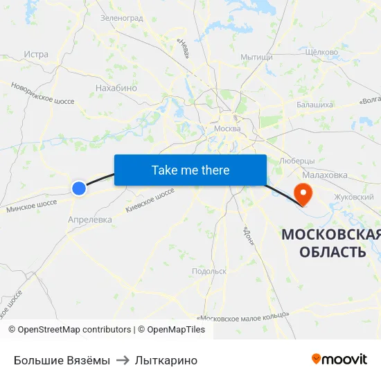 Большие Вязёмы to Лыткарино map