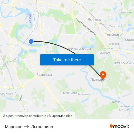 Марьино to Лыткарино map