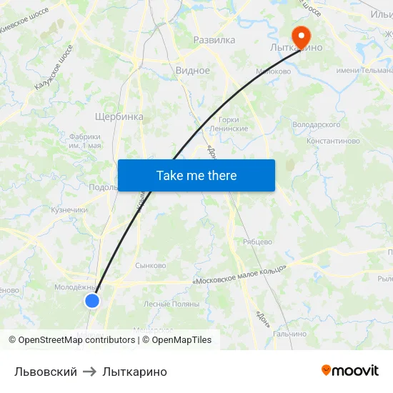 Львовский to Лыткарино map