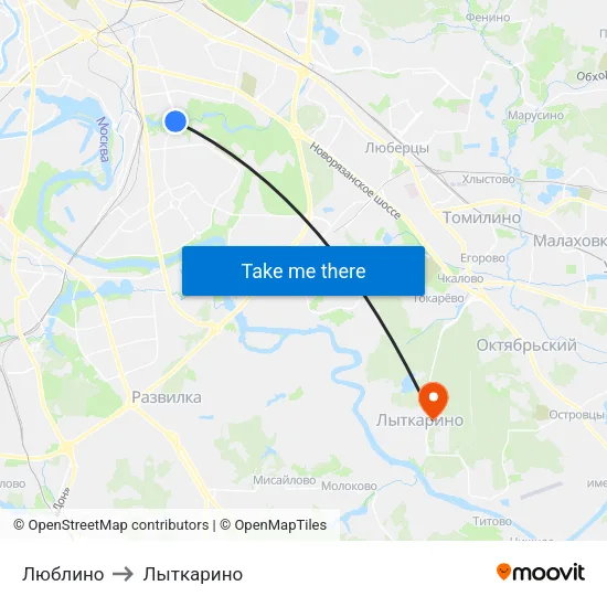Люблино to Лыткарино map