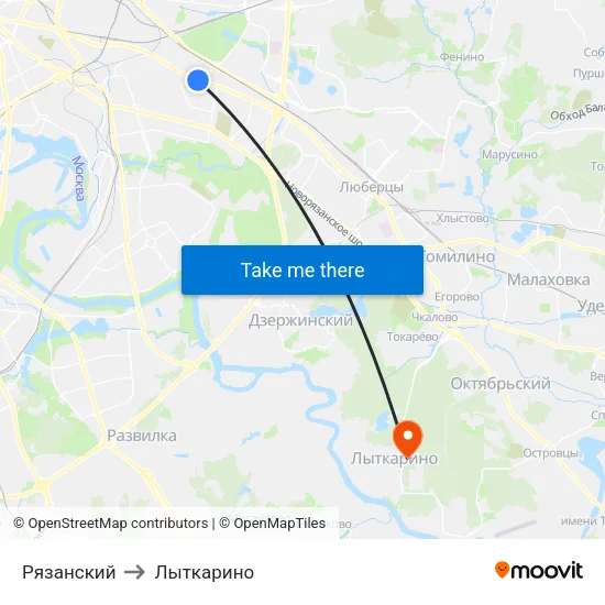 Рязанский to Лыткарино map