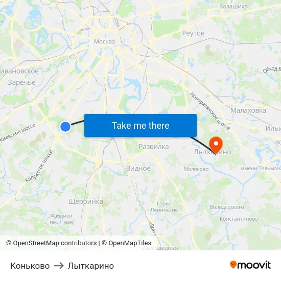 Коньково to Лыткарино map