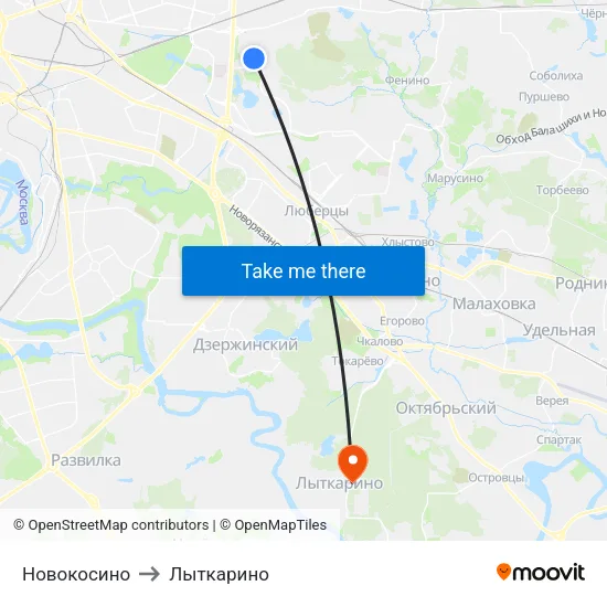 Новокосино to Лыткарино map