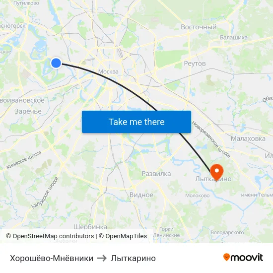 Хорошёво-Мнёвники to Лыткарино map