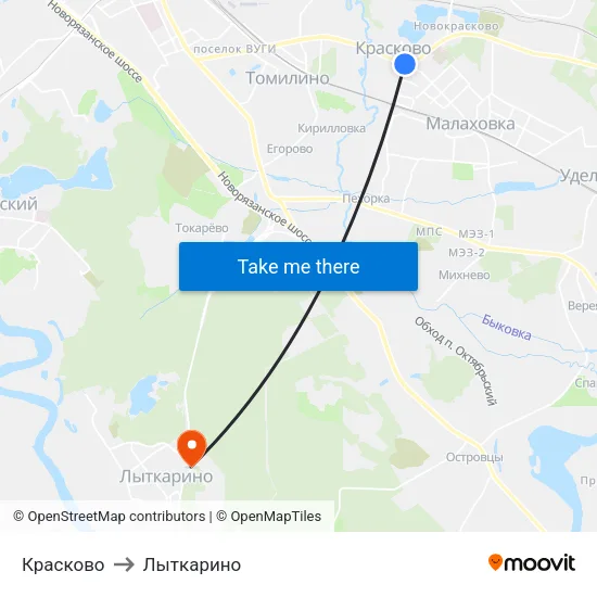 Красково to Лыткарино map