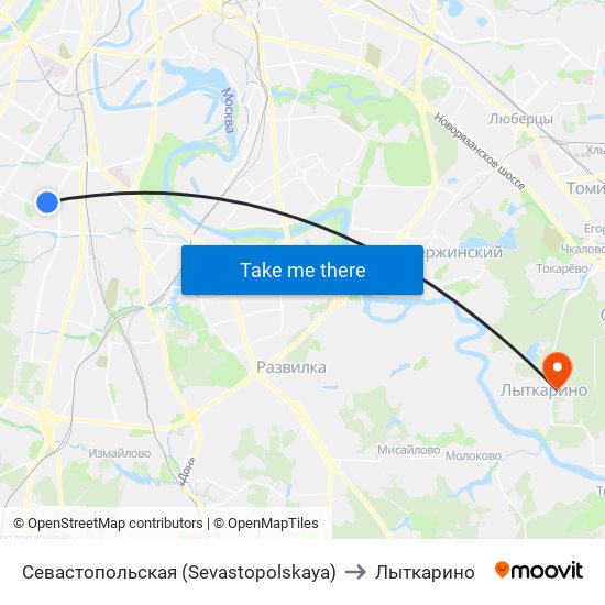 Севастопольская (Sevastopolskaya) to Лыткарино map