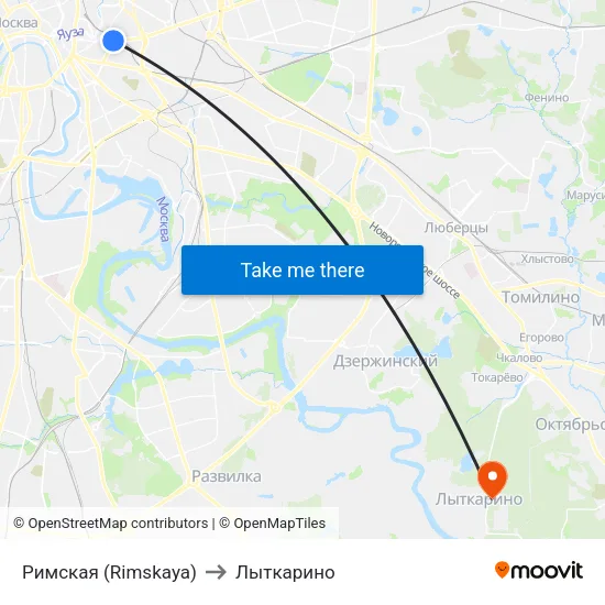 Римская (Rimskaya) to Лыткарино map