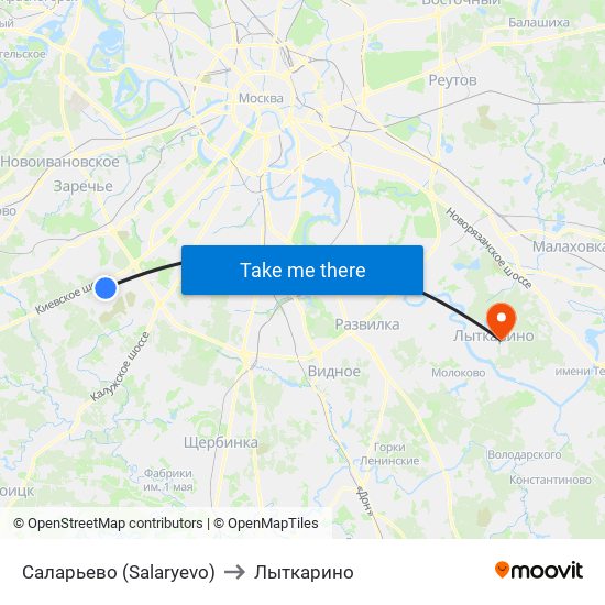 Саларьево (Salaryevo) to Лыткарино map