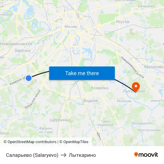 Саларьево (Salaryevo) to Лыткарино map