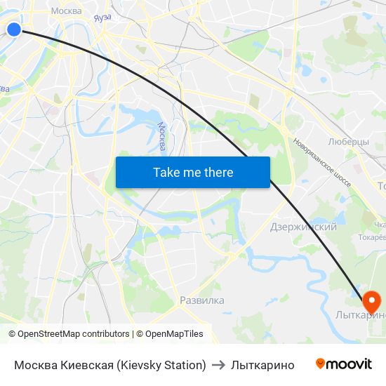 Москва Киевская (Kievsky Station) to Лыткарино map