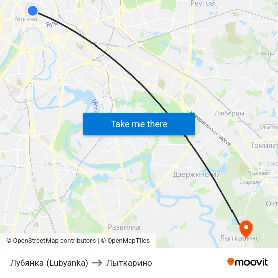 Лубянка (Lubyanka) to Лыткарино map
