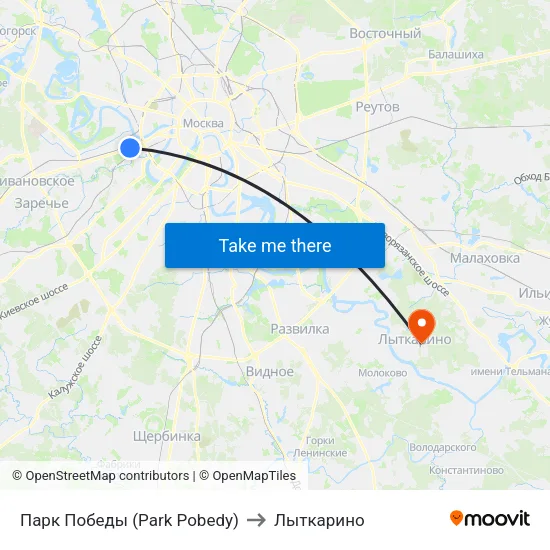 Парк Победы (Park Pobedy) to Лыткарино map
