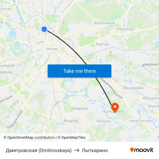 Дмитровская (Dmitrovskaya) to Лыткарино map