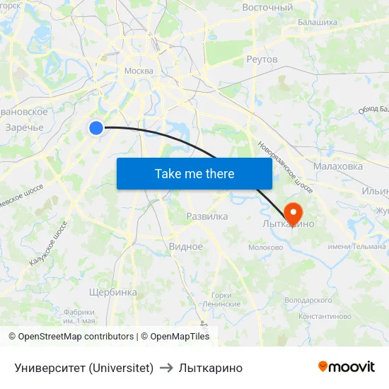 Университет (Universitet) to Лыткарино map