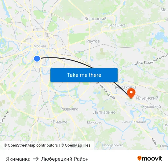 Якиманка to Люберецкий Район map