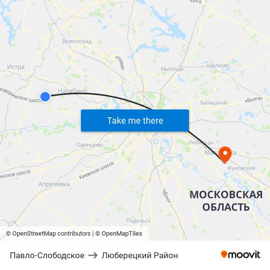 Павло-Слободское to Люберецкий Район map