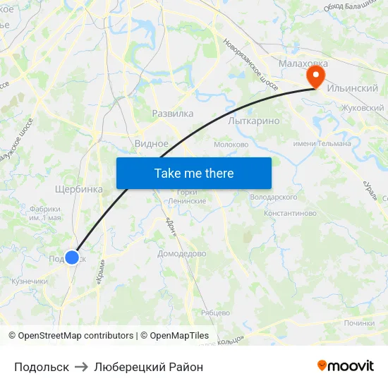 Подольск to Люберецкий Район map