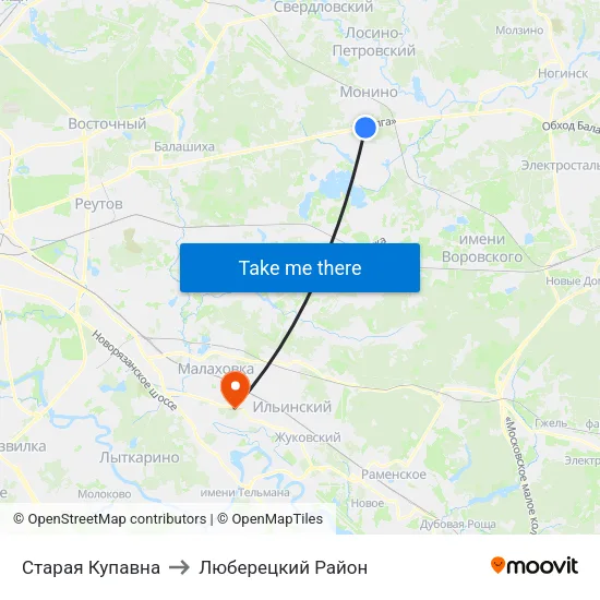 Старая Купавна to Люберецкий Район map