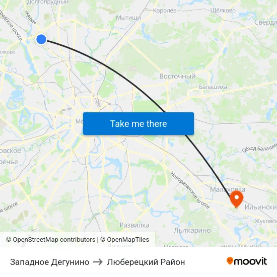 Западное Дегунино to Люберецкий Район map