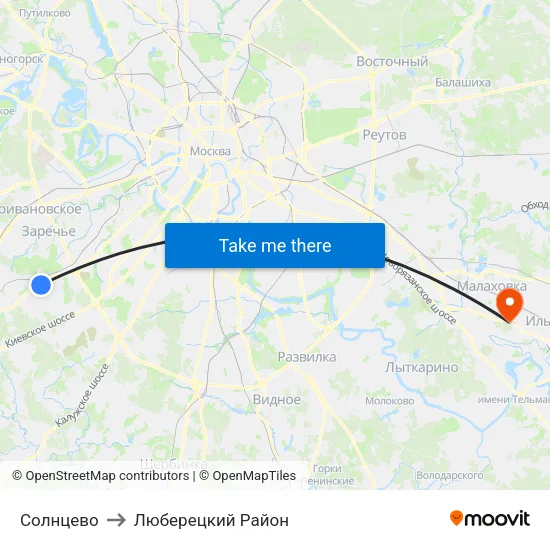 Солнцево to Люберецкий Район map
