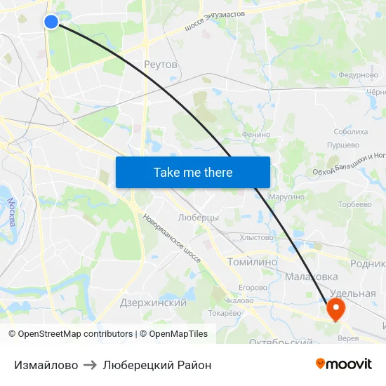 Измайлово to Люберецкий Район map