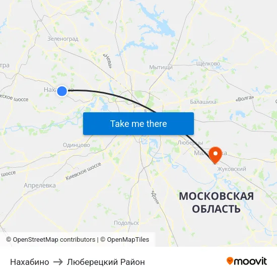 Нахабино to Люберецкий Район map