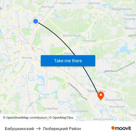 Бабушкинский to Люберецкий Район map