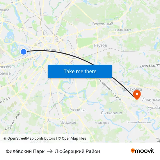 Филёвский Парк to Люберецкий Район map