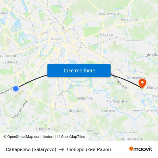 Саларьево (Salaryevo) to Люберецкий Район map