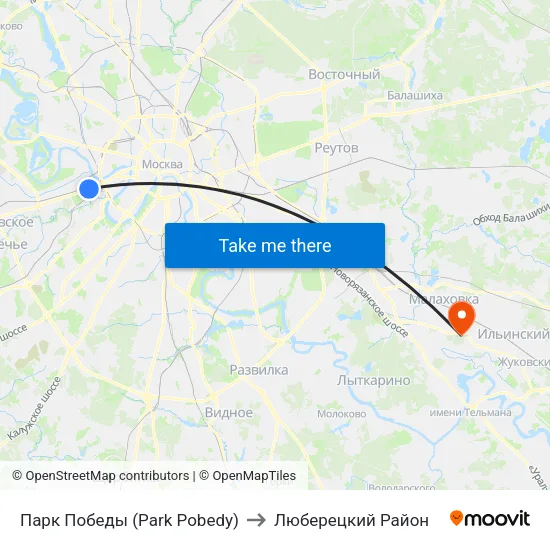Парк Победы (Park Pobedy) to Люберецкий Район map