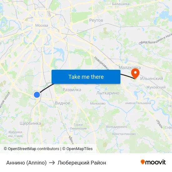 Аннино (Annino) to Люберецкий Район map