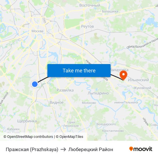 Пражская (Prazhskaya) to Люберецкий Район map