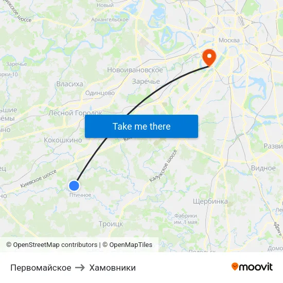 Первомайское to Хамовники map