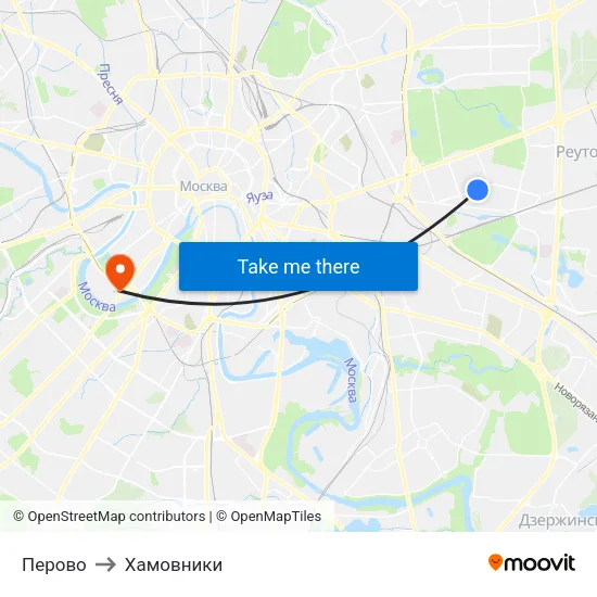 Перово to Хамовники map