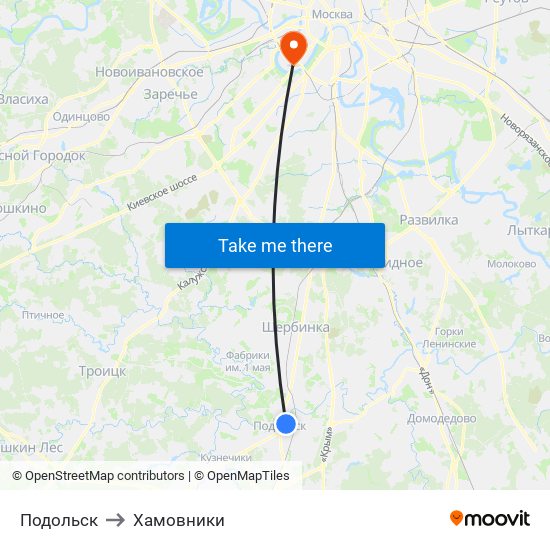 Подольск to Хамовники map