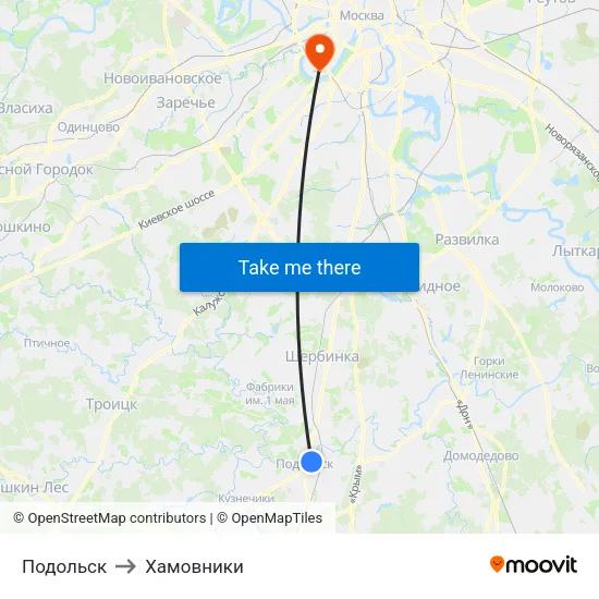 Подольск to Хамовники map