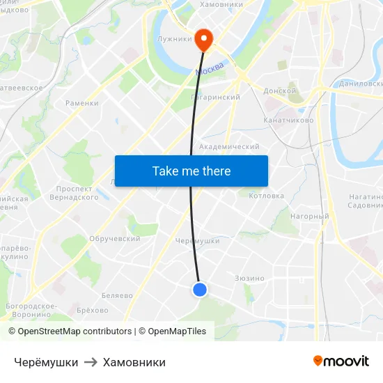 Черёмушки to Хамовники map